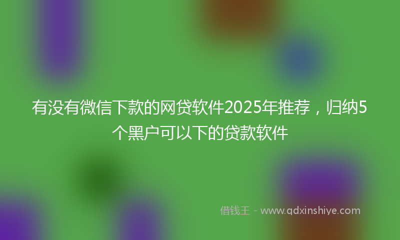 有没有微信下款的网贷软件2025年推荐，归纳5个黑户可以下的贷款软件