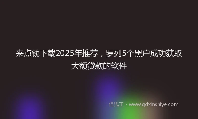 来点钱下载2025年推荐，罗列5个黑户成功获取大额贷款的软件
