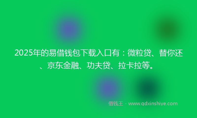 2025年的易借钱包下载入口有：微粒贷、替你还、京东金融、功夫贷、拉卡拉等。