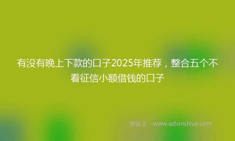 有没有晚上下款的口子2025年推荐，整合五个不看征信小额借钱的口子