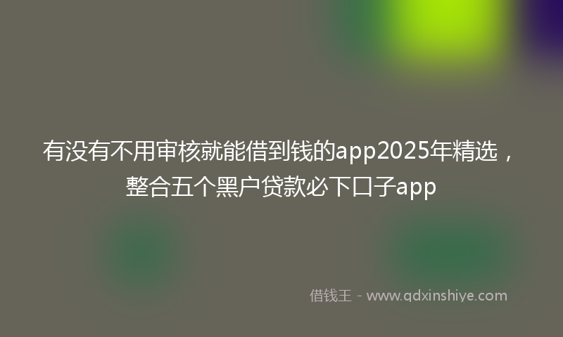 有没有不用审核就能借到钱的app2025年精选，整合五个黑户贷款必下口子app