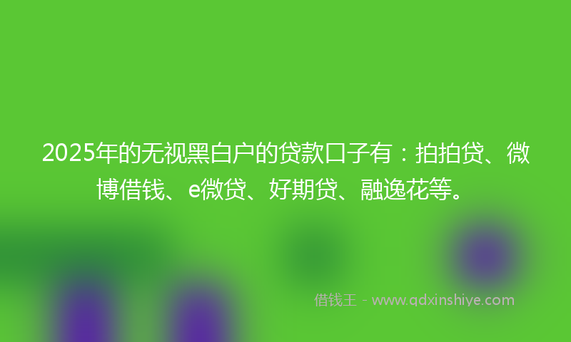 2025年的无视黑白户的贷款口子有：拍拍贷、微博借钱、e微贷、好期贷、融逸花等。