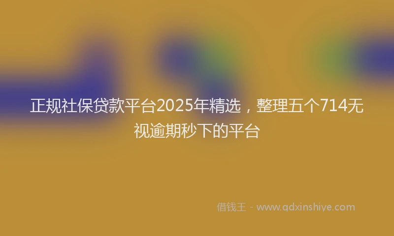 正规社保贷款平台2025年精选，整理五个714无视逾期秒下的平台