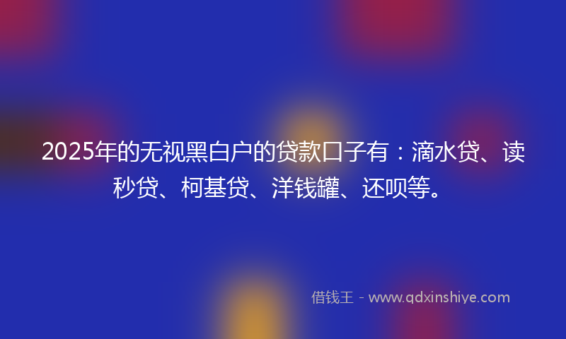 2025年的无视黑白户的贷款口子有：滴水贷、读秒贷、柯基贷、洋钱罐、还呗等。