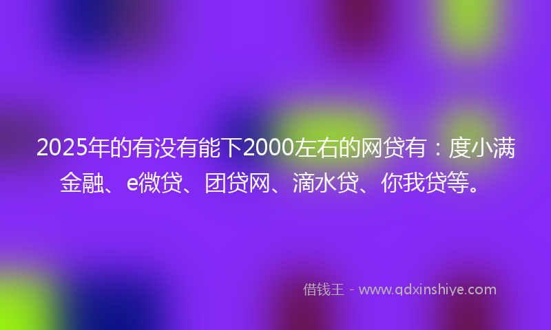 2025年的有没有能下2000左右的网贷有：度小满金融、e微贷、团贷网、滴水贷、你我贷等。