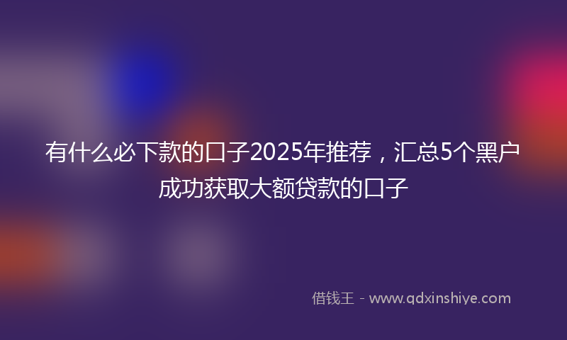 有什么必下款的口子2025年推荐，汇总5个黑户成功获取大额贷款的口子