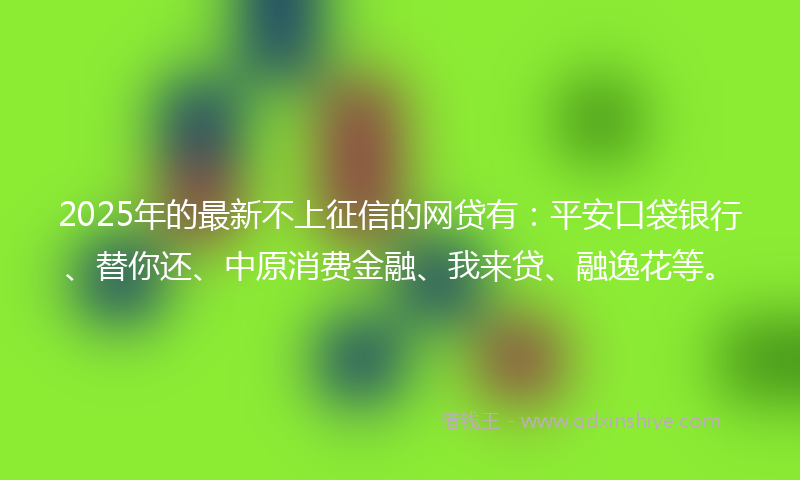 2025年的最新不上征信的网贷有：平安口袋银行、替你还、中原消费金融、我来贷、融逸花等。