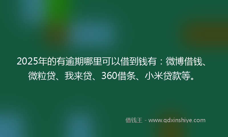 2025年的有逾期哪里可以借到钱有：微博借钱、微粒贷、我来贷、360借条、小米贷款等。