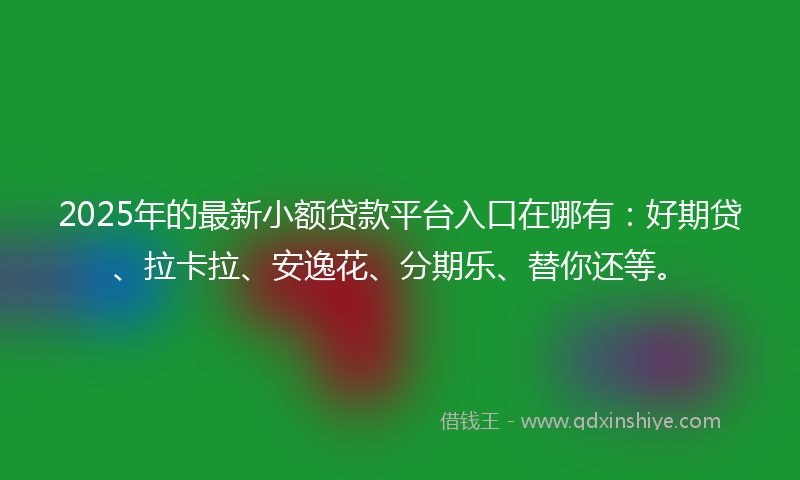 2025年的最新小额贷款平台入口在哪有：好期贷、拉卡拉、安逸花、分期乐、替你还等。