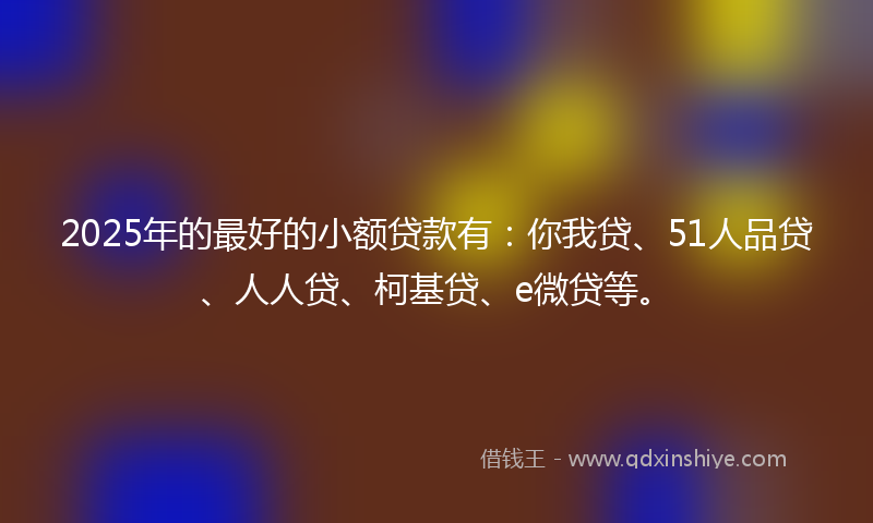 2025年的最好的小额贷款有：你我贷、51人品贷、人人贷、柯基贷、e微贷等。