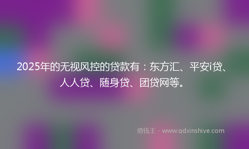 2025年的无视风控的贷款有：东方汇、平安i贷、人人贷、随身贷、团贷网等。