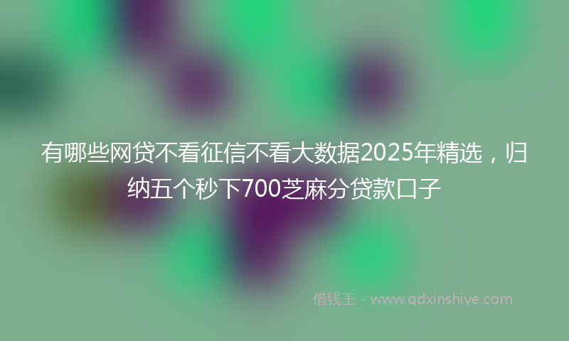 有哪些网贷不看征信不看大数据2025年精选，归纳五个秒下700芝麻分贷款口子