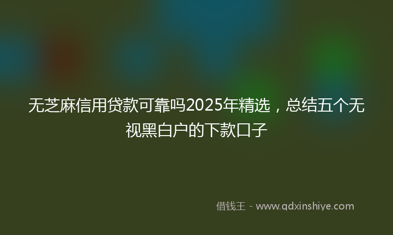 无芝麻信用贷款可靠吗2025年精选，总结五个无视黑白户的下款口子