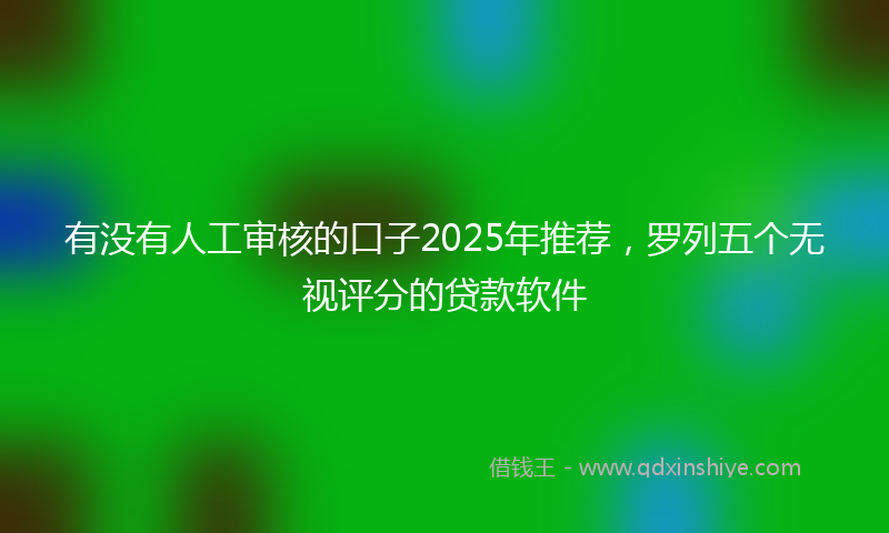 有没有人工审核的口子2025年推荐，罗列五个无视评分的贷款软件