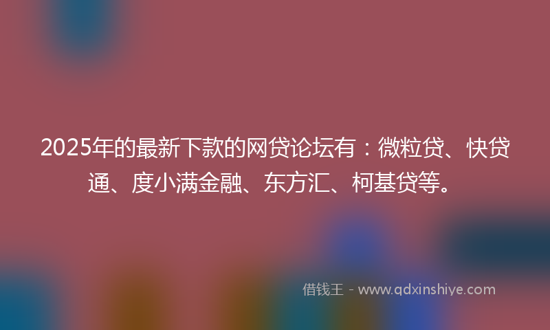 2025年的最新下款的网贷论坛有：微粒贷、快贷通、度小满金融、东方汇、柯基贷等。