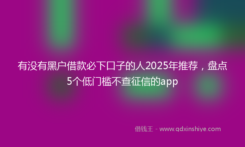 有没有黑户借款必下口子的人2025年推荐，盘点5个低门槛不查征信的app