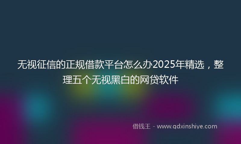 无视征信的正规借款平台怎么办2025年精选，整理五个无视黑白的网贷软件