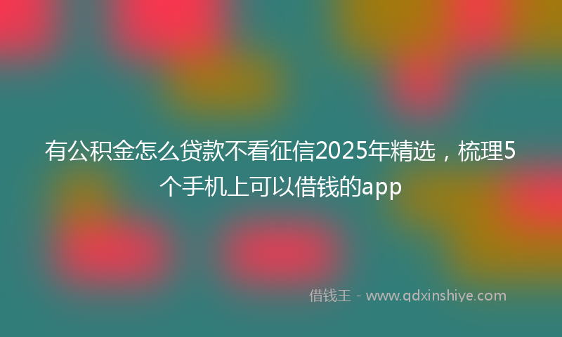有公积金怎么贷款不看征信2025年精选，梳理5个手机上可以借钱的app