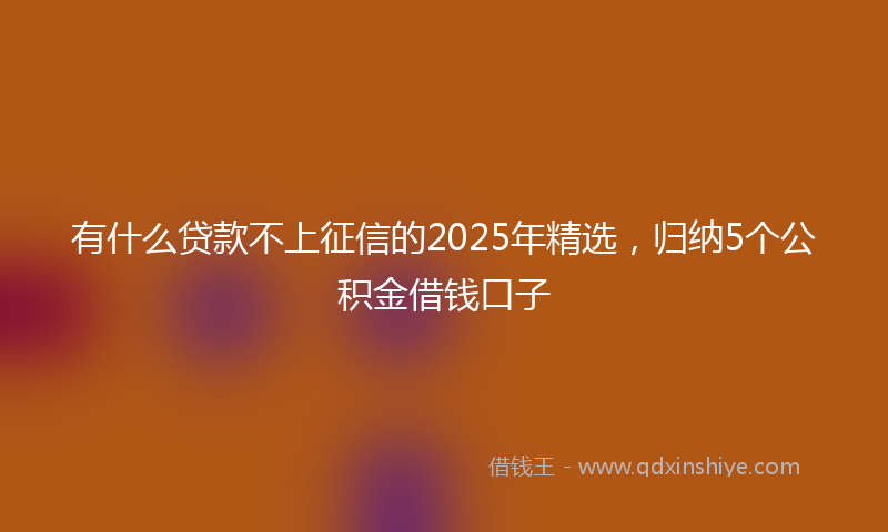有什么贷款不上征信的2025年精选，归纳5个公积金借钱口子