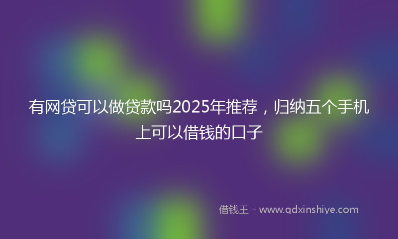 有网贷可以做贷款吗2025年推荐，归纳五个手机上可以借钱的口子
