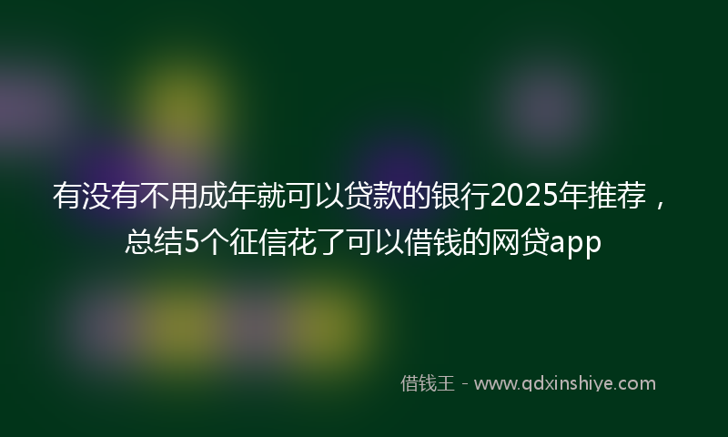 有没有不用成年就可以贷款的银行2025年推荐，总结5个征信花了可以借钱的网贷app