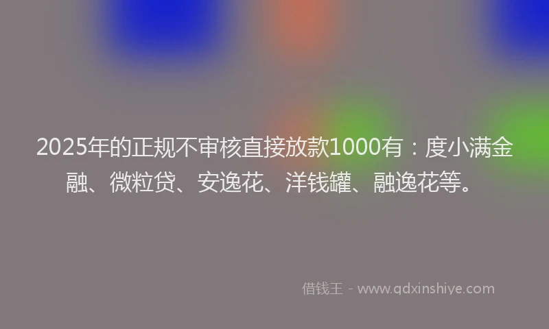 2025年的正规不审核直接放款1000有：度小满金融、微粒贷、安逸花、洋钱罐、融逸花等。