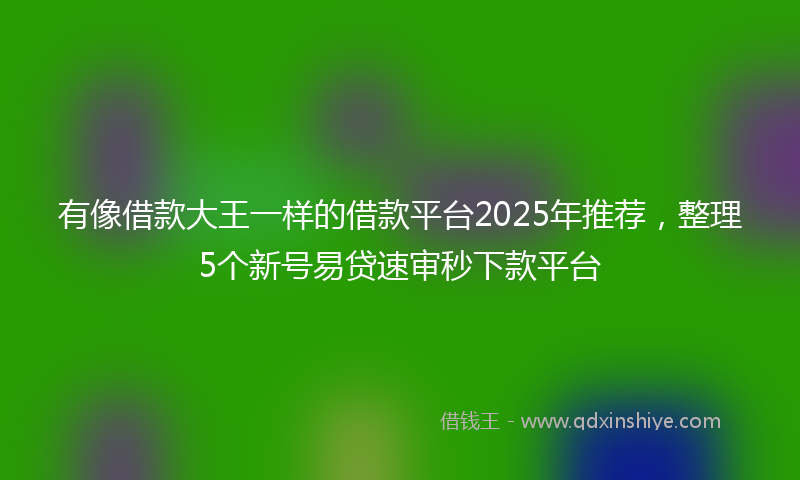 有像借款大王一样的借款平台2025年推荐，整理5个新号易贷速审秒下款平台