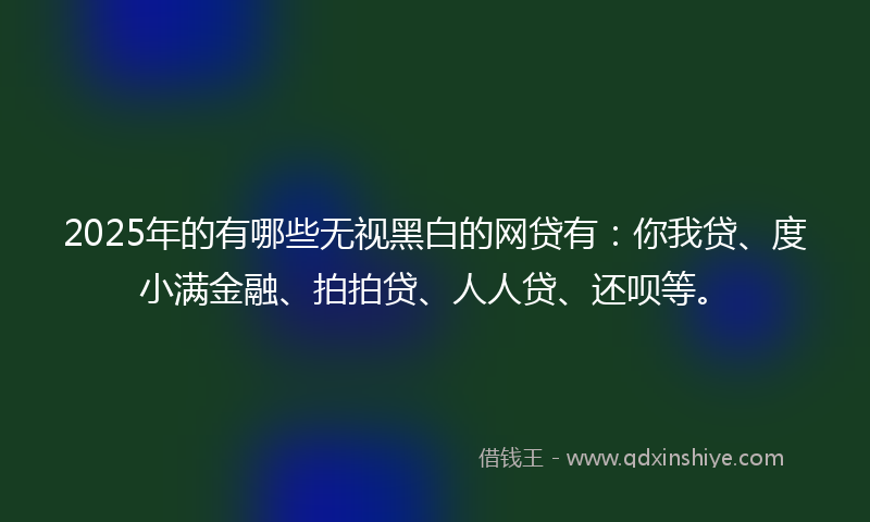 2025年的有哪些无视黑白的网贷有：你我贷、度小满金融、拍拍贷、人人贷、还呗等。