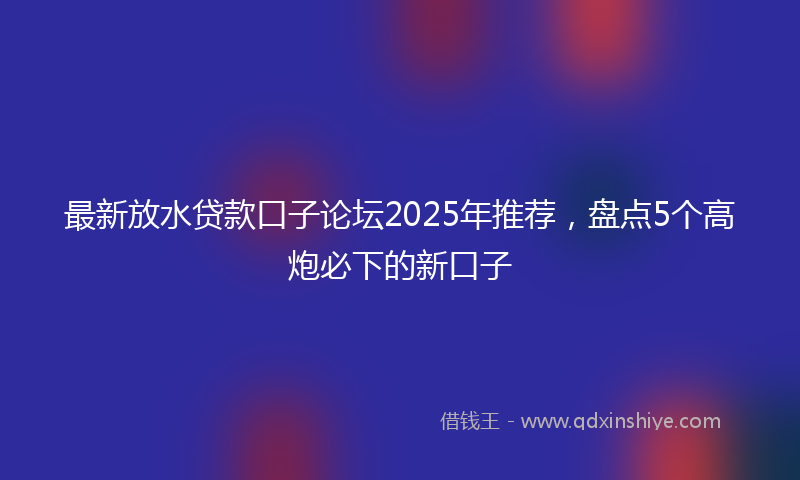 最新放水贷款口子论坛2025年推荐，盘点5个高炮必下的新口子