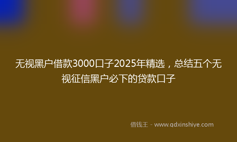 无视黑户借款3000口子2025年精选，总结五个无视征信黑户必下的贷款口子