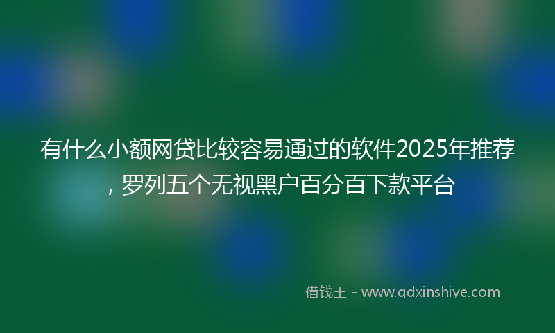 有什么小额网贷比较容易通过的软件2025年推荐，罗列五个无视黑户百分百下款平台