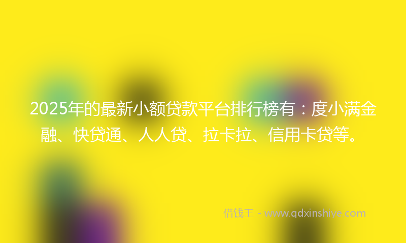 2025年的最新小额贷款平台排行榜有：度小满金融、快贷通、人人贷、拉卡拉、信用卡贷等。
