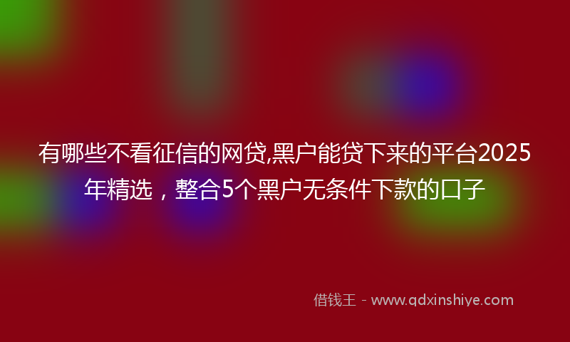 有哪些不看征信的网贷,黑户能贷下来的平台2025年精选，整合5个黑户无条件下款的口子