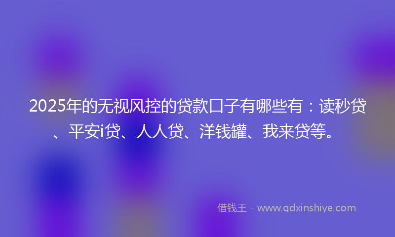 2025年的无视风控的贷款口子有哪些有：读秒贷、平安i贷、人人贷、洋钱罐、我来贷等。