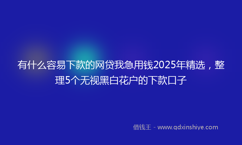 有什么容易下款的网贷我急用钱2025年精选，整理5个无视黑白花户的下款口子