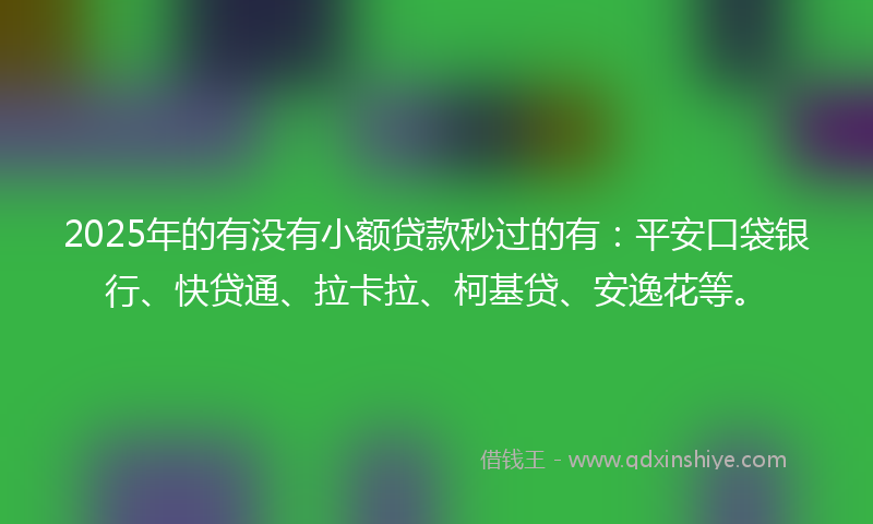 2025年的有没有小额贷款秒过的有：平安口袋银行、快贷通、拉卡拉、柯基贷、安逸花等。