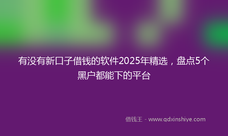 有没有新口子借钱的软件2025年精选，盘点5个黑户都能下的平台