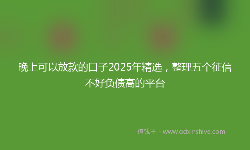 晚上可以放款的口子2025年精选，整理五个征信不好负债高的平台