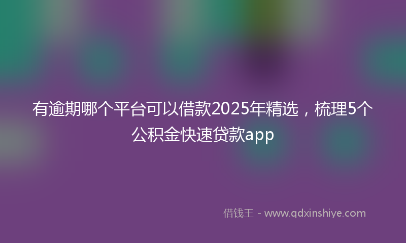 有逾期哪个平台可以借款2025年精选，梳理5个公积金快速贷款app