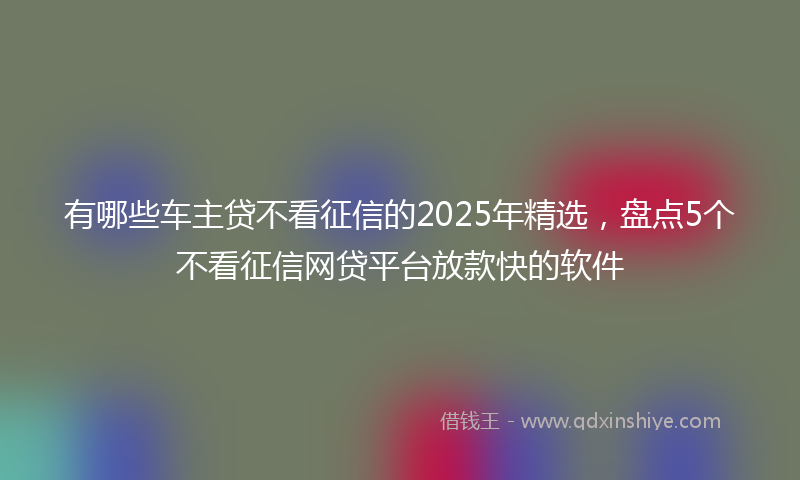 有哪些车主贷不看征信的2025年精选，盘点5个不看征信网贷平台放款快的软件