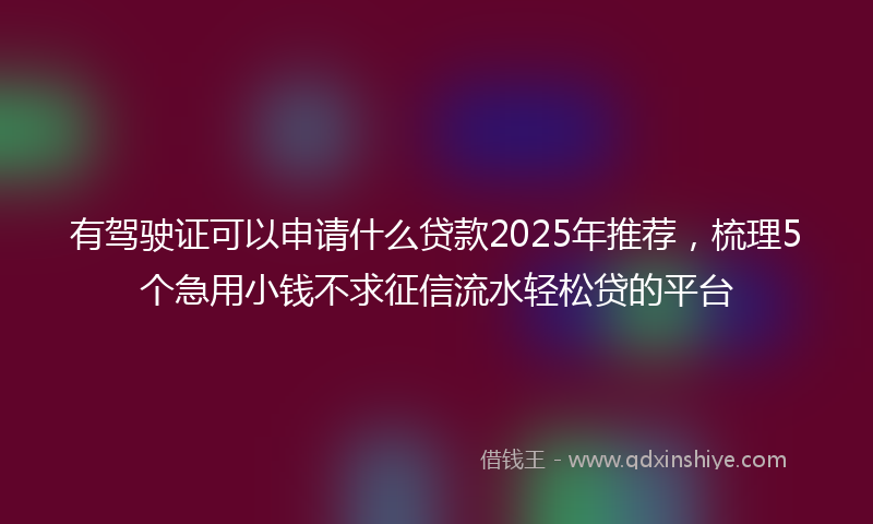 有驾驶证可以申请什么贷款2025年推荐，梳理5个急用小钱不求征信流水轻松贷的平台