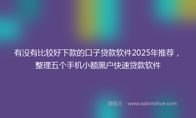 有没有比较好下款的口子贷款软件2025年推荐，整理五个手机小额黑户快速贷款软件