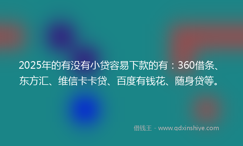 2025年的有没有小贷容易下款的有：360借条、东方汇、维信卡卡贷、百度有钱花、随身贷等。