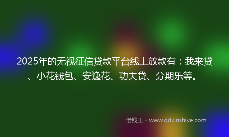 2025年的无视征信贷款平台线上放款有：我来贷、小花钱包、安逸花、功夫贷、分期乐等。