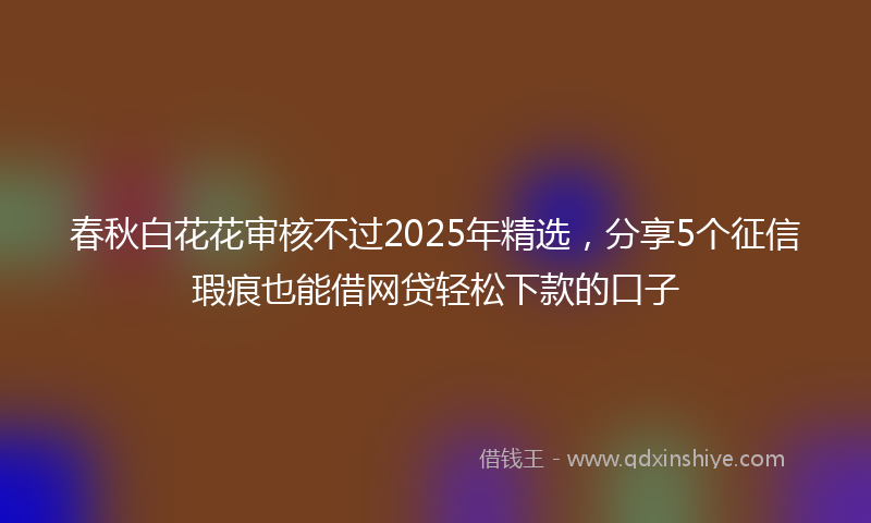 春秋白花花审核不过2025年精选，分享5个征信瑕疵也能借网贷轻松下款的口子