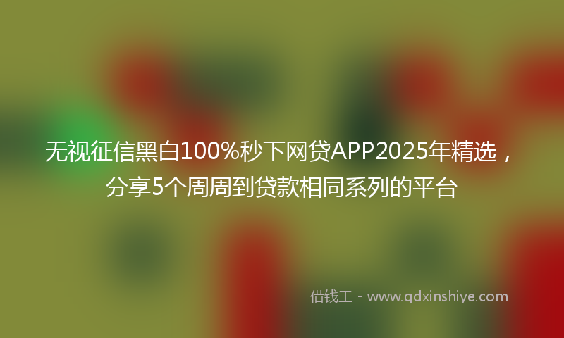 无视征信黑白100%秒下网贷APP2025年精选，分享5个周周到贷款相同系列的平台