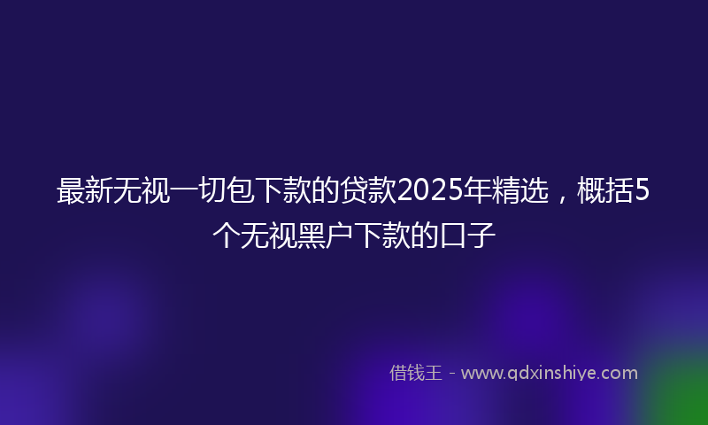 最新无视一切包下款的贷款2025年精选，概括5个无视黑户下款的口子