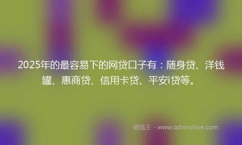 2025年的最容易下的网贷口子有：随身贷、洋钱罐、惠商贷、信用卡贷、平安i贷等。