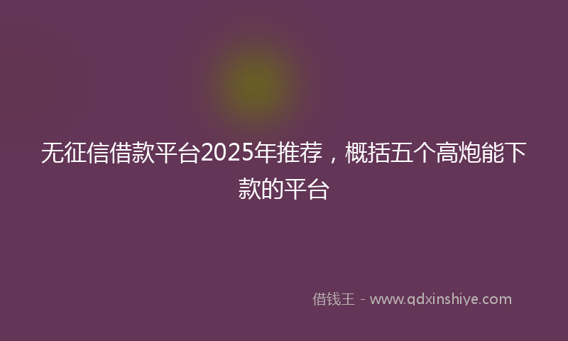 无征信借款平台2025年推荐，概括五个高炮能下款的平台