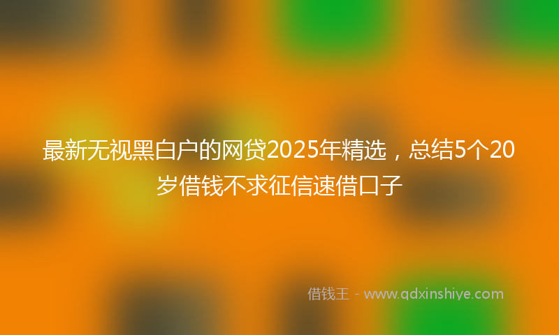 最新无视黑白户的网贷2025年精选，总结5个20岁借钱不求征信速借口子